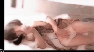 Amateur Japanese Shemale Masturbates While Watching Mirror Reflection