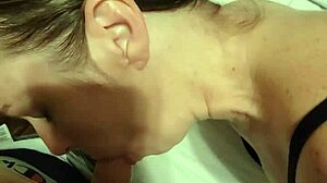 sexy wife teases with deepthroat, bent over for cum on ass