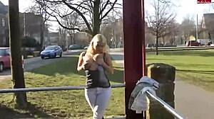 German Blonde Teen Stripped Naked In Public, Big Tits And Ass On Display