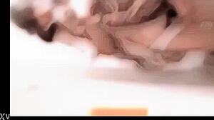 Amateur Japanese Shemale Masturbates While Watching Mirror Reflection