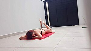 redhead wife sunbathes in backyard as neighbor fixes gate and they have sex