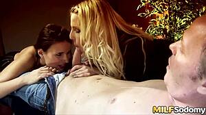 Cum thirsty milfs claudia rossi and melissa black share a cock in group anal threesome