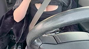 Italian Milf Flashing Big Tits While Driving Around