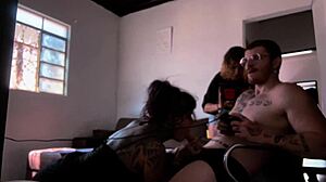 behind the scenes sucking carmona while playing video game