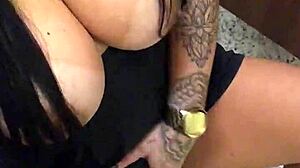 Pornstar angel lima masturbates with anal plug in public shop