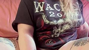 hairy girl masturbates with huge dildo