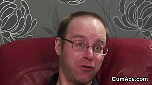 horny hottie gets cum shot on face swallowing load 😍