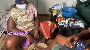 spread legs while you do my nails couple play naughty at home