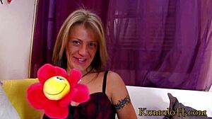 horny milf in fuck-me boots swallows all the cum after fucking