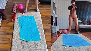 hot sweaty naked yoga dual cam 😏