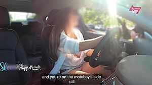 Me, all naughty with no panties, asking stranger for help outdoors