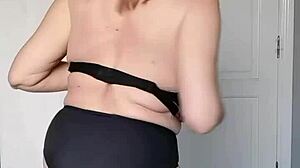 Wow, granny strips in lingerie, INVITING YOU to her MATURE depths!