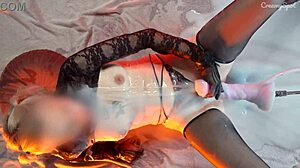 cum covered teen 18+ moans from huge dildo creampie loads