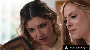 Petite Blonde Demi Hawks & Redhead Bestie Try Intimate Study Session