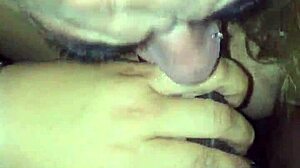 Blonde bbw casually gives sloppy blowjob to big black cock