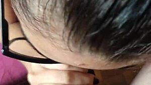 Teen gives blowjob on little head in specific amateur scene