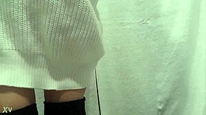 Hidden cam under sink captures toilet voyeur with panties