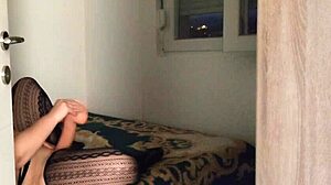 i caught her naked moaning while masturbating her wet tight pussy with a huge monster dildo until orgasm