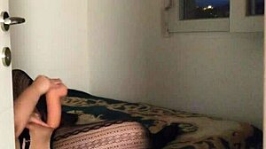 i caught her naked moaning while masturbating her wet tight pussy with a huge monster dildo until orgasm