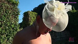 Two shemales dominate beta male with monster cocks in castle