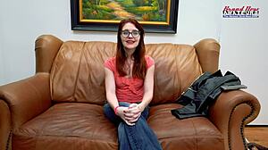 Horny Nerdy Ginger Dezi Rae Finger Fucked And Deepthroats Hard Cock