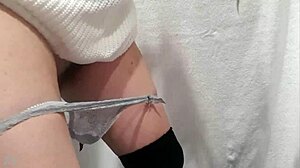 Hidden cam under sink captures toilet voyeur with panties
