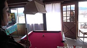 Is Katrina Jade gagging on that monster cock bent over?