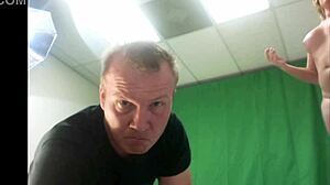 Savanna brown poses nude, revealing her shaved wet pussy for the horny photographer