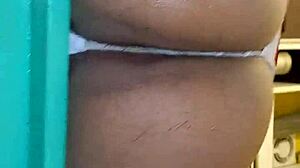 latina trans sucks cock then gets anal fucked in kitchen close-up