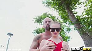 Lya’s risky bench sex with a hot Spanish blonde! 😍