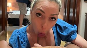 My stepbrother caught me giving a blowjob, we talked, he joined, both guys cum on my face