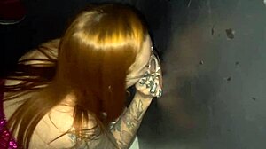 I took my redhead friend to Freedom swing house glory hole for wild sucking while hubby filmed