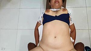 Intimate Encounter On Bed Featuring Blue Bra