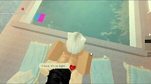 Subscriber fucks milf whore by the pool! Big tits bouncing!