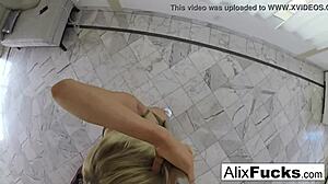 Creeper Peeper Catches Blonde Alix Dressing on Hidden Camera for Hardcore Action