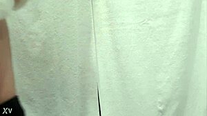 Hidden cam under sink captures toilet voyeur with panties