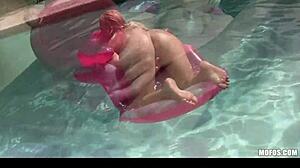 bikini blonde strips and masturbates outdoors or does she orgasm?