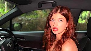 Cute Brunette Teen Gives the Best Blowjob in Car POV