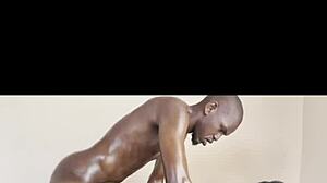 Ebony masseuse submits to big black cock intensely.