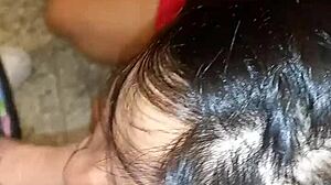 latina trans sucks cock then gets anal fucked in kitchen close-up