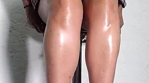 Caught on spycam! Latina with shaved pussy and no panties under skirt. What a view!