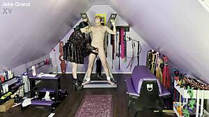 Dominatrix Binds Jake Grand and Teases with Vibrator.