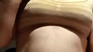 Hey check out this petite 18+ in lingerie playing with her big tits pov