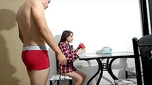 uhh, my horny stepsister wants milk for cereal so i end up banging her hard til i finish inside