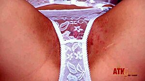 veronica radke in white lingerie pleasures her tight pink pussy