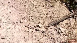 She sucks & swallows on a public hiking trail