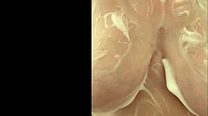 French Chubby Milf Secretly Caresses Huge Breasts in Shower