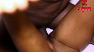 Lonely ebony girl discovers monster cock pleasure