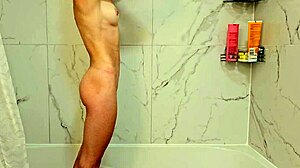 skinny petite girl with tight pussy gets fucked hard in the bathroom shower while moaning loudly