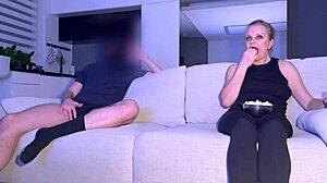 Stepson Seduced by Me While Watching TV in Tight Session